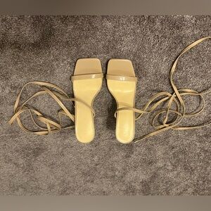 Ankle strappy nude heels